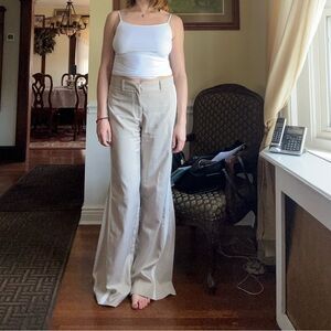 Beige and White High Waisted Pants
